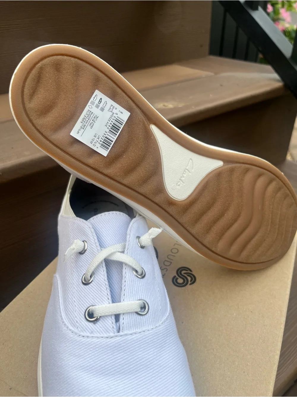 Clarks White Canvas Lace-Up Sneakers